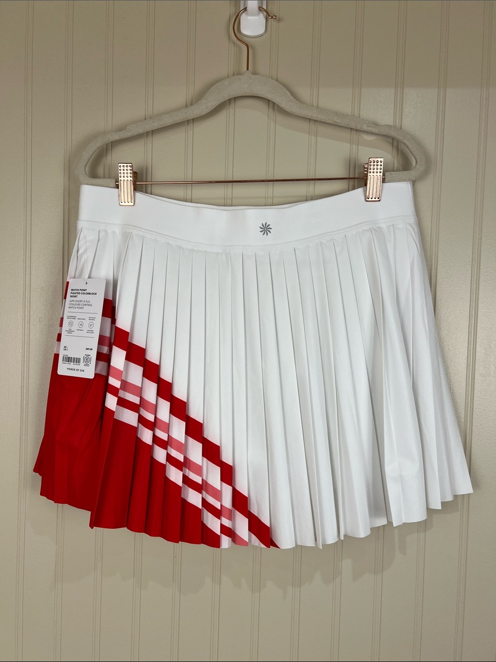 NWT Athleta Match Point Pleated Colorblock Skort Red White Size Large - Picture 5 of 10